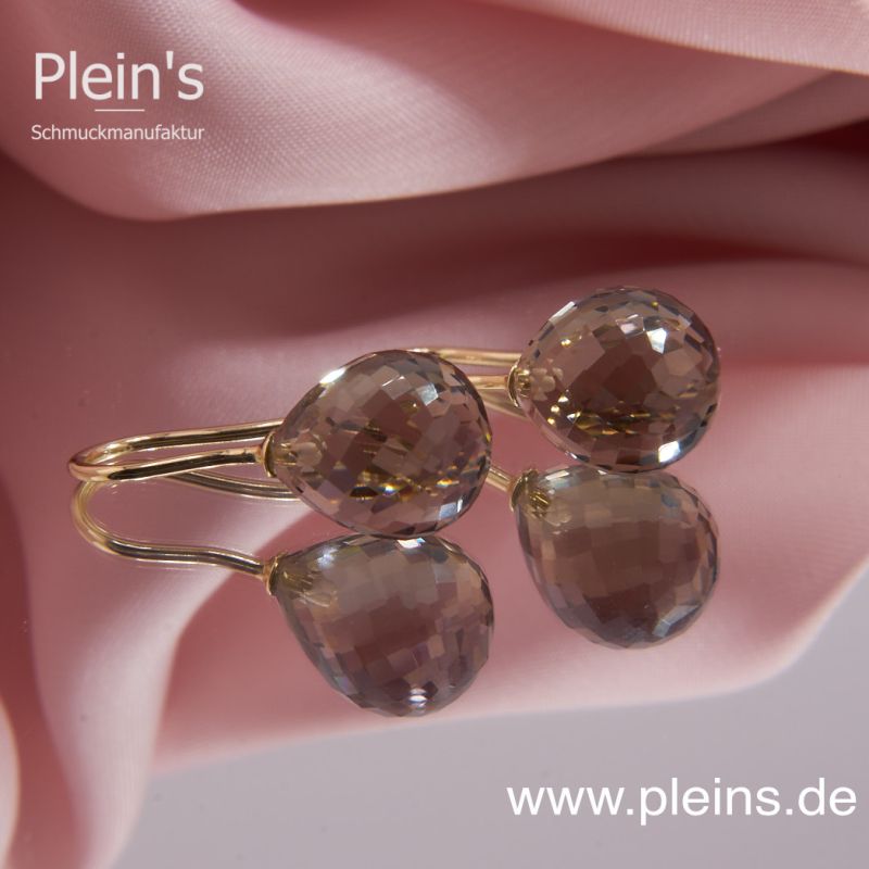 Facettierte Rauchquarz Tropfen an 14 Karat Gold Ohrhaken